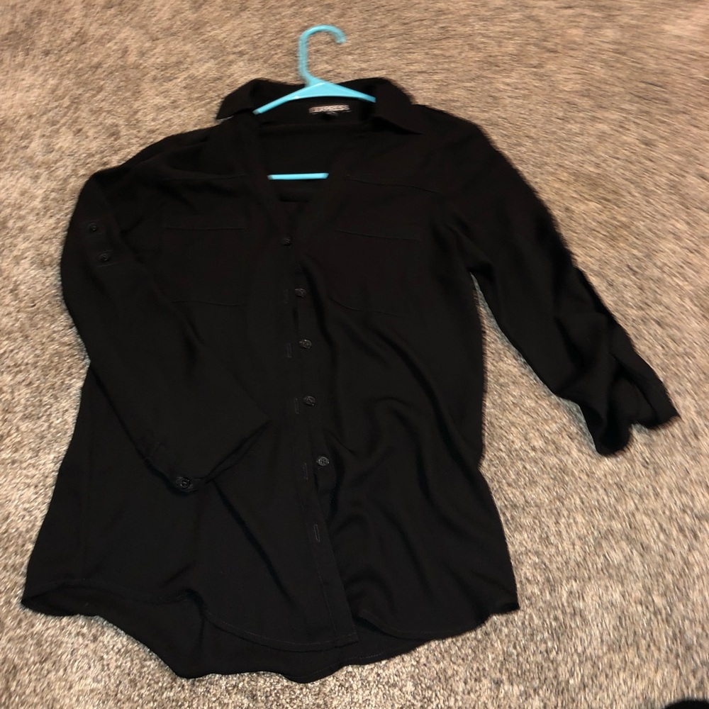 all black button up shirt